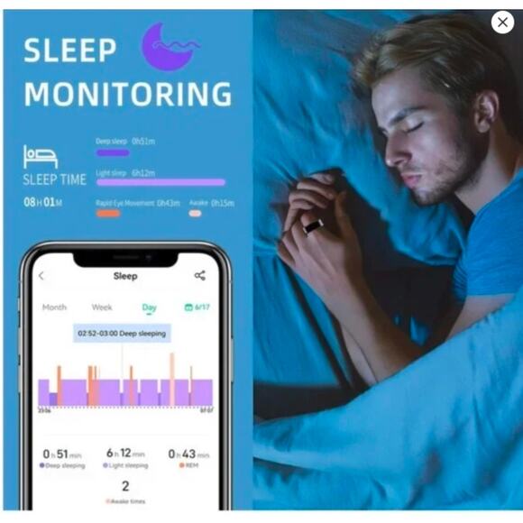 Limited Edition Rose Gold Smart Ring Health Sleep Monitoring Fitness Track - Picture 3 of 7